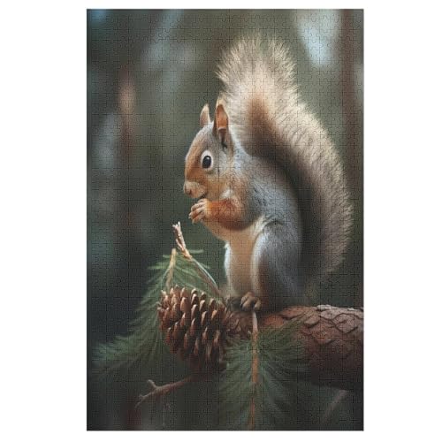 Puzzles Für Erwachsene Eichhörnchen, 1000 Teile, Puzzle Aus Holz Für Erwachsene Und Kinder Ab 12 Jahren, Lernspielzeug 78×53cm von LLXXHH