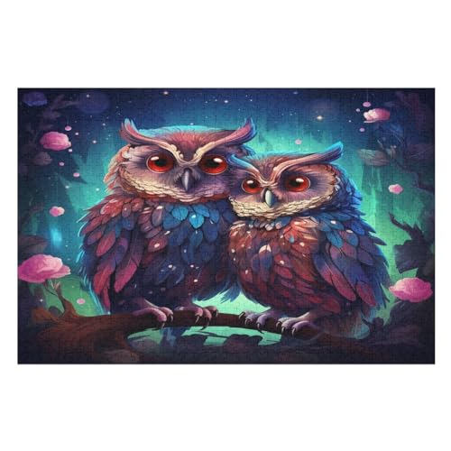 Puzzles Für Erwachsene Eule,1000-teilige Puzzle Für Kinder Ab 12 Jahren, Holzpuzzles Für Die Heimdekoration, （75×50cm） von LLXXHH