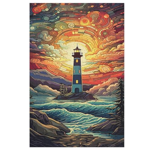 Puzzles Für Erwachsene Leuchtturm, 1000 Teile, Puzzle Aus Holz Für Erwachsene Und Kinder Ab 12 Jahren, Lernspielzeug 78×53cm von LLXXHH