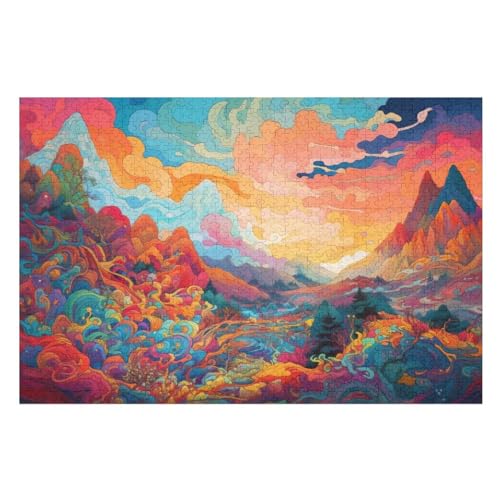 Puzzles Für Erwachsene Psychedelisch,1000-teilige Puzzle Für Kinder Ab 12 Jahren, Holzpuzzles Für Die Heimdekoration, （75×50cm） von LLXXHH