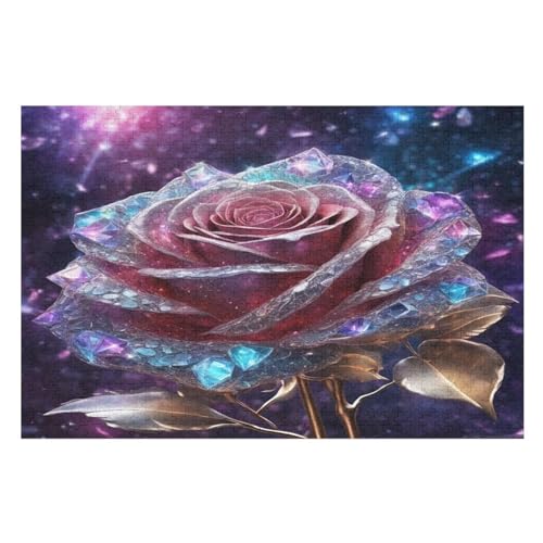 Puzzles Für Erwachsene Rose,1000-teilige Puzzle Für Kinder Ab 12 Jahren, Holzpuzzles Für Die Heimdekoration, （75×50cm） von LLXXHH