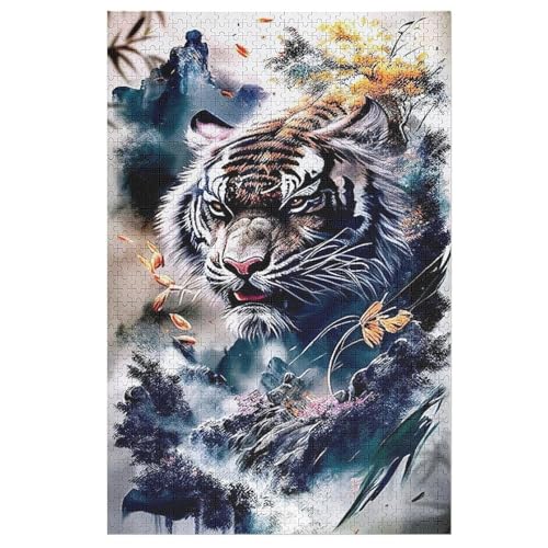 Puzzles Für Erwachsene Tiger,1000-teilige Puzzle Für Kinder Ab 12 Jahren, Holzpuzzles Für Die Heimdekoration, 78×53cm von LLXXHH