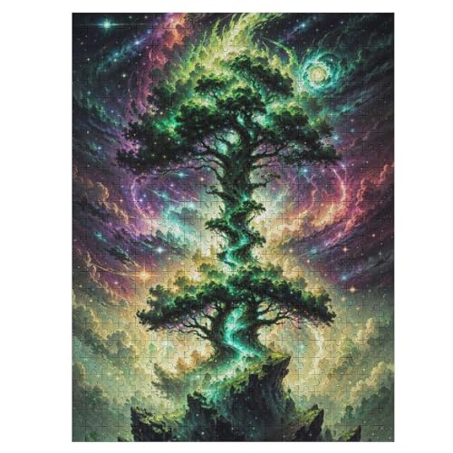 Puzzles Für Erwachsene Und Kinder, Kosmischer Lebensbaum -Puzzle, 500 Teile, Kreative Holzpuzzles,Für Erwaschsene, Geschenke 55×41cm von LLXXHH