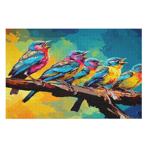 Puzzles Für Erwachsene Und Kinder, Süßer Vogel -Puzzle, 1000 Teile, Kreative Holzpuzzles, Geschenke （75×50cm） von LLXXHH