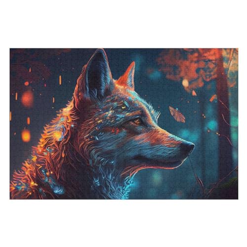 Puzzles Für Erwachsene Wolf,1000-teilige Puzzle Für Kinder Ab 12 Jahren, Holzpuzzles Für Die Heimdekoration, （75×50cm） von LLXXHH
