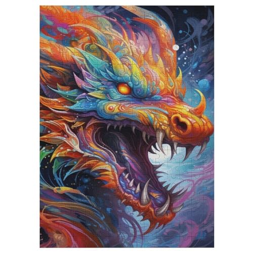 Puzzles Für Erwachsene: Drache, 300-teiliges Holzpuzzle Für Erwachsene Und Kinder Ab 12 Jahren. Tolles Geschenk Für Erwachsene 42×30cm von LLXXHH