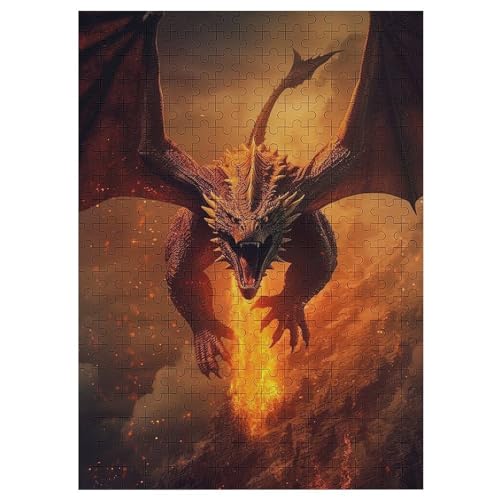 Puzzles Für Erwachsene: Drache, 300-teiliges Holzpuzzle Für Erwachsene Und Kinder Ab 12 Jahren. Tolles Geschenk Für Erwachsene 42×30cm von LLXXHH