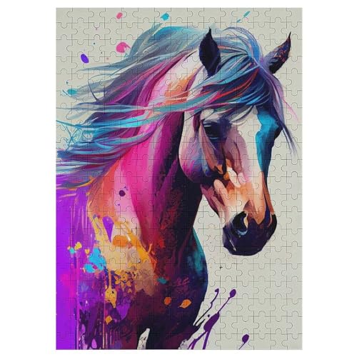 Puzzles Für Erwachsene: Horse, 300-teiliges Holzpuzzle Für Erwachsene Und Kinder Ab 12 Jahren. Tolles Geschenk Für Erwachsene 42×30cm von LLXXHH
