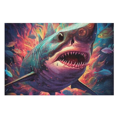 Puzzles Hai, 1000-teiliges Holzpuzzle Für Erwachsene Und Kinder Ab 12 Jahren. Tolles Geschenk Für Erwachsene （75×50cm） von LLXXHH