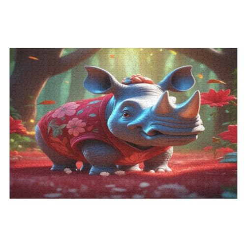 Puzzles Rhinozeros, 1000 Teile, Puzzle Aus Holz Für Erwachsene Und Kinder Ab 12 Jahren, Lernspielzeug （75×50cm） von LLXXHH