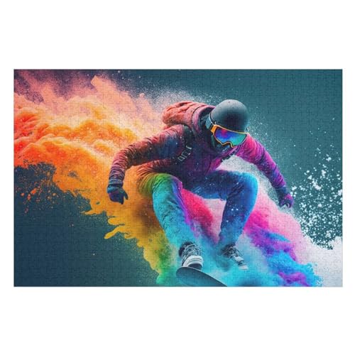 Puzzles Snowboard, 1000 Teile, Puzzle Aus Holz Für Erwachsene Und Kinder Ab 12 Jahren, Lernspielzeug （75×50cm） von LLXXHH