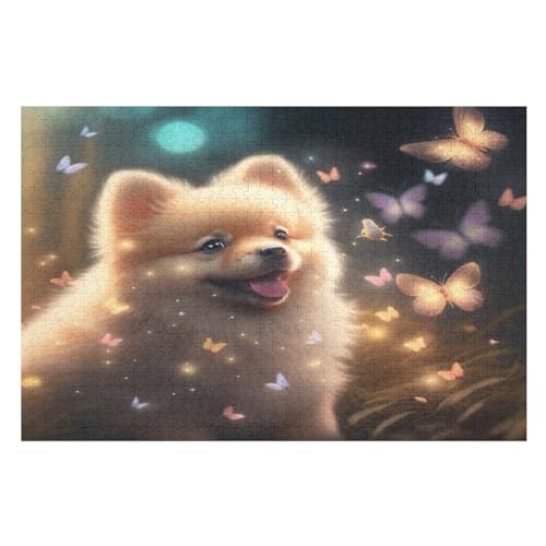 Puzzles Süßer Hund, 1000-teiliges Holzpuzzle Für Erwachsene Und Kinder Ab 12 Jahren. Tolles Geschenk Für Erwachsene （75×50cm） von LLXXHH