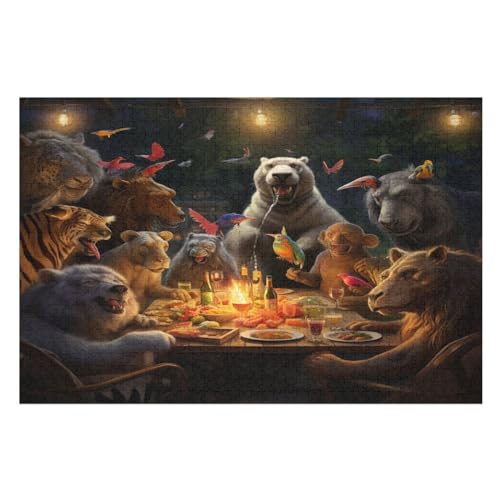 Puzzles Tierparty, 1000 Teile, Puzzle Aus Holz Für Erwachsene Und Kinder Ab 12 Jahren, Lernspielzeug （75×50cm） von LLXXHH