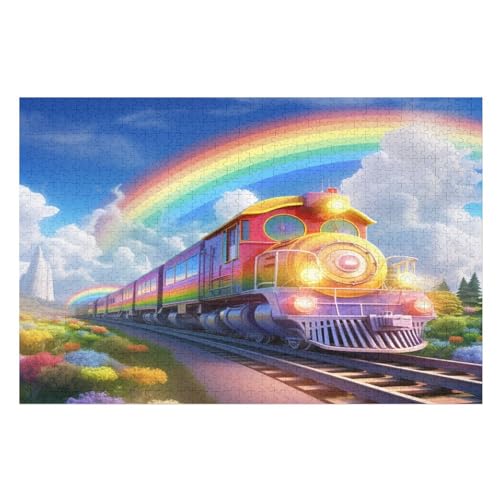 Rainbow Zug 1000 Teile Puzzles Für Erwachsene, Impossible Puzzle, Geschicklichkeitsspiel Für Die Ganze Familie, Kinder Holzpuzzle （75×50cm） von LLXXHH