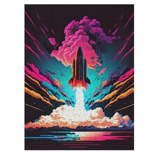 Rakete Puzzles 500 Teile Erwachsener Kniffel Spaß Für Die Ganze Familie, Holzpuzzle Kinder Erwachsene, Impossible Puzzle Schwer 55×41cm von LLXXHH