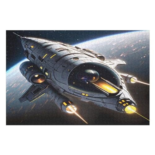 Raumschiff Puzzle 1000 Teile, Holzpuzzle Herausforderndes Geschicklichkeitsspiel Für Die Ganze Familie, Kinder Erwachsenenpuzzle Ab 12 Jahren （75×50cm） von LLXXHH