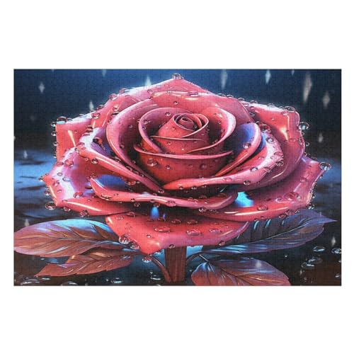 Rose Puzzles 1000 Teile Erwachsener Kniffel Spaß Für Die Ganze Familie, Holzpuzzle Kinder Erwachsene, Impossible Puzzle Schwer （75×50cm） von LLXXHH