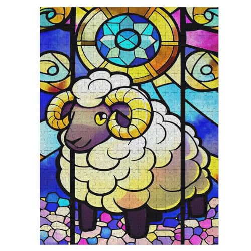 Schaf 500 Teile Puzzles, Wood Craft, Hochwertiges Modernes Puzzle, DIY, Für Erwachsene Und Kinder Ab 12 Jahren, 55×41cm von LLXXHH