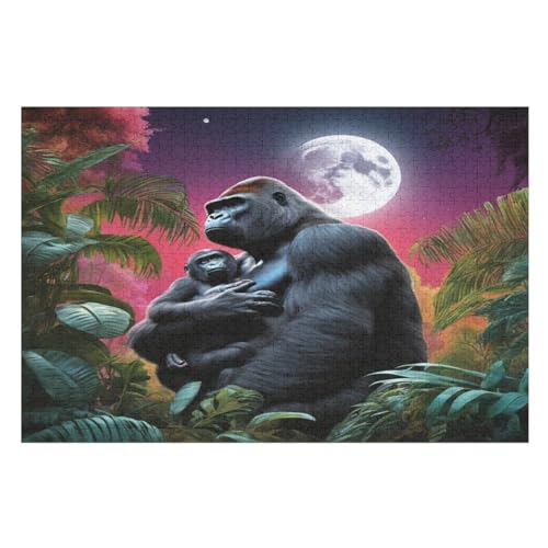 Schimpansen Holzpuzzle - Puzzle Für Erwachsene, 1000-teilige Puzzles Für Teenager Und Kinder, Herausfordernde Spiele （75×50cm） von LLXXHH