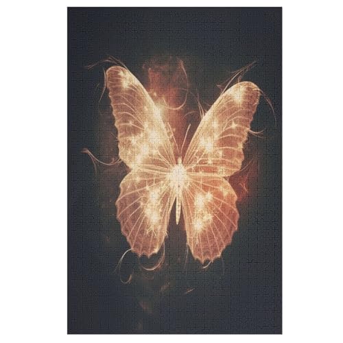 Schmetterling Holzpuzzle 1000 Teile Klassische Puzzles Erwachsene Kinder Puzzle DIY Kit Holzspielzeug Einzigartiges Geschenk 78×53cm von LLXXHH