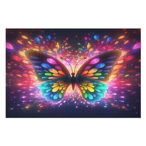 Schmetterling Puzzles 1000 Teile Erwachsener Kniffel Spaß Für Die Ganze Familie, Holzpuzzle Kinder Erwachsene, Impossible Puzzle Schwer （75×50cm） von LLXXHH