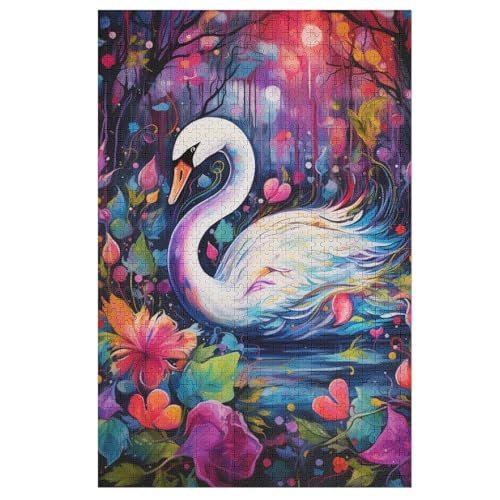 Schwan Holzpuzzle 1000 Teile, Knobelspiele Für Erwachsene, Teenager, Puzzles Unmögliche - Kinder Puzzle Zimmer Deko 78×53cm von LLXXHH