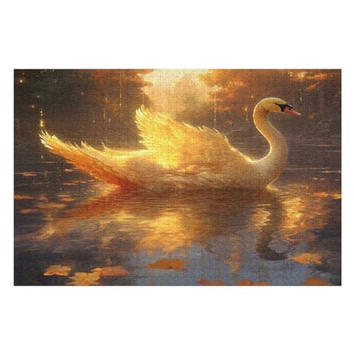 Schwan Puzzles 1000 Teile Erwachsener Kniffel Spaß Für Die Ganze Familie, Holzpuzzle Kinder Erwachsene, Impossible Puzzle Schwer （75×50cm） von LLXXHH