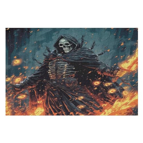 Schwarze Feuerlauge -Puzzle, 1000 Teile,Holzpuzzle Für Erwachsene Kinder, Lustiges Spielzeug, Denkspiel, Bildungsspiel, （75×50cm） von LLXXHH