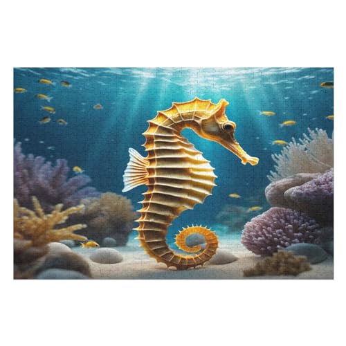 Seahorse Puzzles 1000 Teile Erwachsener Kniffel Spaß Für Die Ganze Familie, Holzpuzzle Kinder Erwachsene, Impossible Puzzle Schwer （75×50cm） von LLXXHH