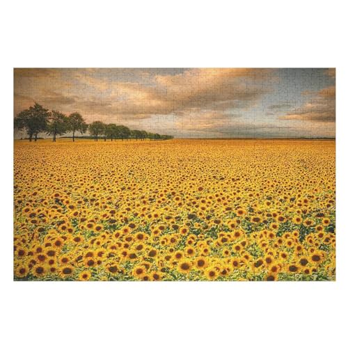 Sonnenblumen-Puzzlespiel Aus Holz, 1000 Puzzleteile, Puzzle Für Teenager Und Erwachsene, Kreatives Spielzeug, Puzzles, （75×50cm） von LLXXHH
