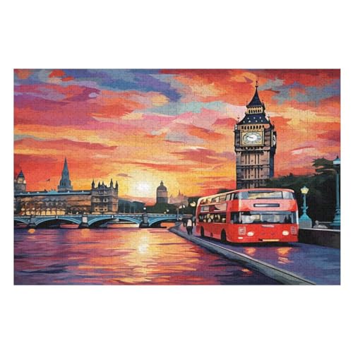 Stadtbild von London Holzpuzzle - 1000 Teiliges Jigsaw Knobelspiel - Puzzle Für Erwachsene & Kinder - Outdoor & Reisespielzeug （75×50cm） von LLXXHH