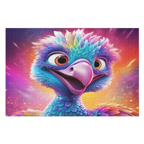 Strauß Puzzle 1000 Teile, Holzpuzzle Für Erwachsene Kinder, Impossible Puzzles, Geschicklichkeitsspiel Für Die Ganze Familie （75×50cm） von LLXXHH