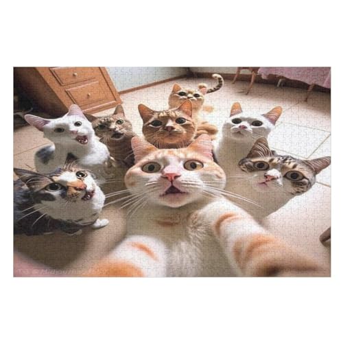 Süße Katze 1000 Teile Premium-Puzzles Für Erwachsene Kinder- Holzpuzzles Spaß Und Lernspiele - Perfekte Puzzle-Geschenke （75×50cm） von LLXXHH