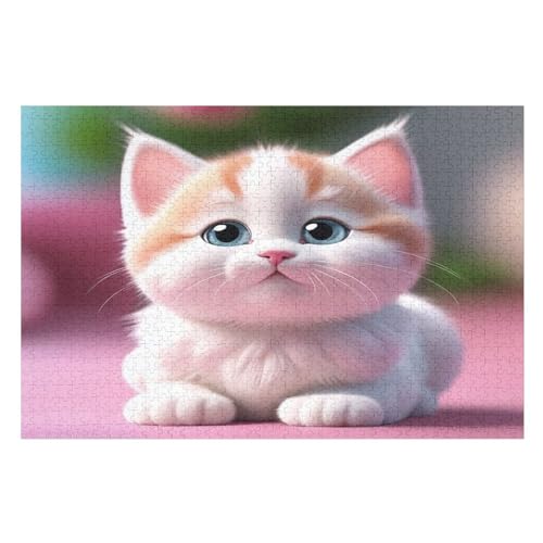 Süße Katze 1000 Teile Puzzles Für Erwachsene, Impossible Puzzle, Geschicklichkeitsspiel Für Die Ganze Familie, Kinder Holzpuzzle （75×50cm） von LLXXHH