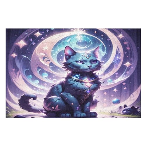 Süße Katze Holzpuzzle 1000 Teile Klassische Puzzles Erwachsene Kinder Puzzle DIY Kit Holzspielzeug Einzigartiges Geschenk （75×50cm） von LLXXHH