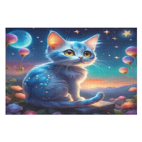 Süße Katze Puzzle 1000 Teile, Holzpuzzle Für Erwachsene Kinder, Impossible Puzzles, Geschicklichkeitsspiel Für Die Ganze Familie （75×50cm） von LLXXHH
