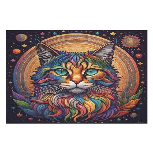 Süße Katze Puzzles 1000 Teile Erwachsener Kniffel Spaß Für Die Ganze Familie, Holzpuzzle Kinder Erwachsene, Impossible Puzzle Schwer （75×50cm） von LLXXHH