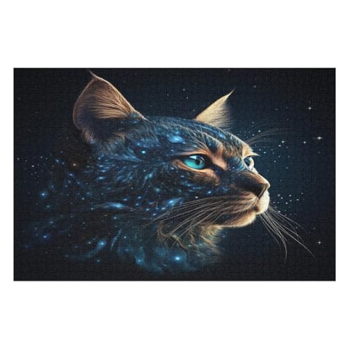 Süße Katze Puzzles 1000 Teile Erwachsener Kniffel Spaß Für Die Ganze Familie, Holzpuzzle Kinder Erwachsene, Impossible Puzzle Schwer （75×50cm） von LLXXHH