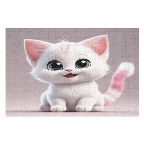 Süße Katze Puzzles 1000 Teile Erwachsener Kniffel Spaß Für Die Ganze Familie, Holzpuzzle Kinder Erwachsene, Impossible Puzzle Schwer （75×50cm） von LLXXHH