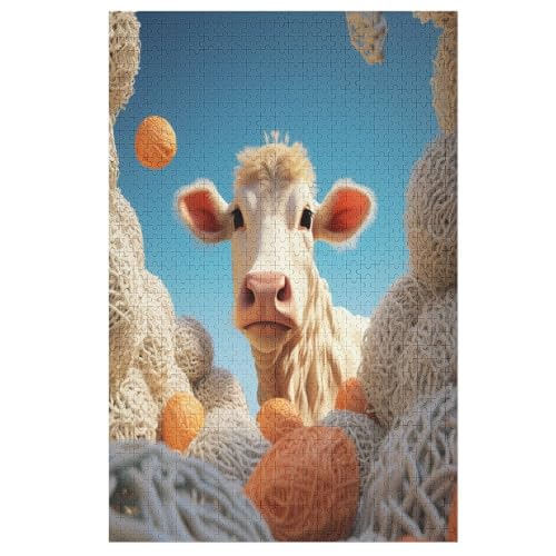 Süße Kuh Holzpuzzle - 1000 Teiliges Jigsaw Knobelspiel - Puzzle Für Erwachsene & Kinder - Outdoor & Reisespielzeug 78×53cm Süße Kuh Holzpuzzle - 1000 Teiliges Jigsaw Knobelspiel - Puzzle Für Erwachsene & Kinder - Outdoor & Reisespielzeug 78×53cm von LLXXHH