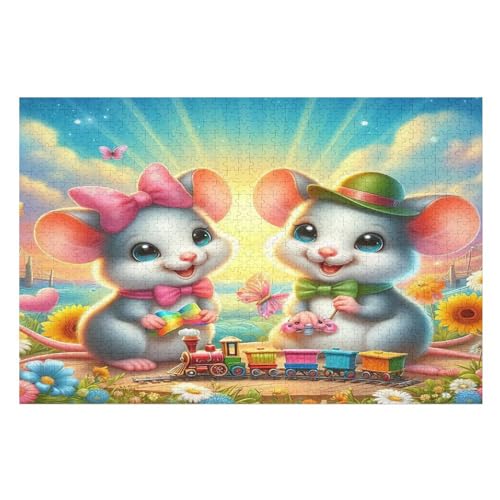 Süße Maus Puzzles 1000 Teile Erwachsener Kniffel Spaß Für Die Ganze Familie, Holzpuzzle Kinder Erwachsene, Impossible Puzzle Schwer （75×50cm） von LLXXHH