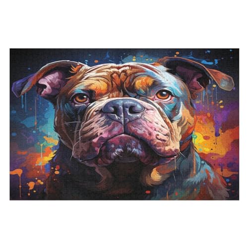 Süßer Hund Holzpuzzle - 1000 Teiliges Jigsaw Knobelspiel - Puzzle Für Erwachsene & Kinder - Outdoor & Reisespielzeug （75×50cm） von LLXXHH