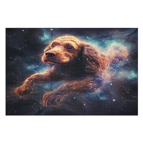 Süßer Hund -Puzzle, 1000 Teile,Holzpuzzle Für Erwachsene Kinder, Lustiges Spielzeug, Denkspiel, Bildungsspiel, （75×50cm） von LLXXHH