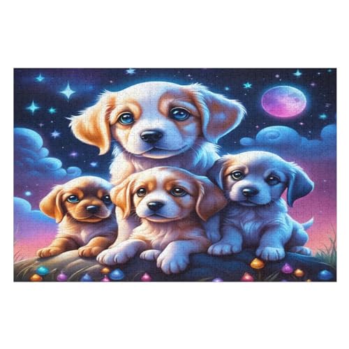 Süßer Hund Puzzles 1000 Teile Erwachsener Kniffel Spaß Für Die Ganze Familie, Holzpuzzle Kinder Erwachsene, Impossible Puzzle Schwer （75×50cm） von LLXXHH