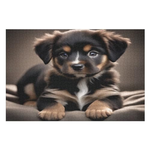 Süßer Hund-Puzzlespiel Aus Holz, 1000 Puzzleteile, Puzzle Für Teenager Und Erwachsene, Kreatives Spielzeug, Puzzles, （75×50cm） von LLXXHH