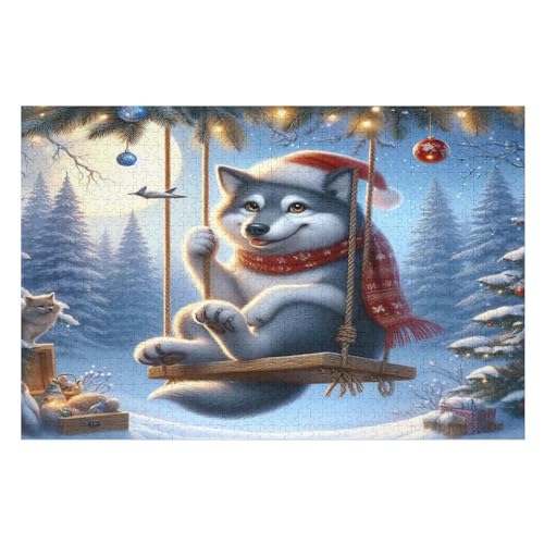Süßer Husky Puzzle 1000 Teile, Holzpuzzle Für Erwachsene Kinder, Impossible Puzzles, Geschicklichkeitsspiel Für Die Ganze Familie （75×50cm） von LLXXHH