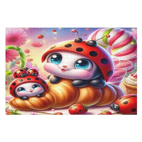 Süßer Marienkäfer Holzpuzzle 1000 Teile Klassische Puzzles Erwachsene Kinder Puzzle DIY Kit Holzspielzeug Einzigartiges Geschenk （75×50cm） von LLXXHH