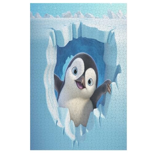 Süßer Pinguin 1000 Teile Puzzles Für Erwachsene, Impossible Puzzle, Geschicklichkeitsspiel Für Die Ganze Familie, Kinder Holzpuzzle 78×53cm von LLXXHH