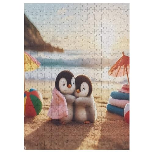 Süßer Pinguin 300 Teile Premium-Puzzles Für Erwachsene Kinder- Holzpuzzles Spaß Und Lernspiele - Perfekte Puzzle-Geschenke 42×30cm von LLXXHH