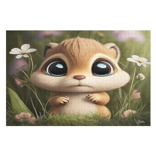 Süßes Eichhörnchen 1000 Teile Puzzles Für Erwachsene, Impossible Puzzle, Geschicklichkeitsspiel Für Die Ganze Familie, Kinder Holzpuzzle （75×50cm） von LLXXHH